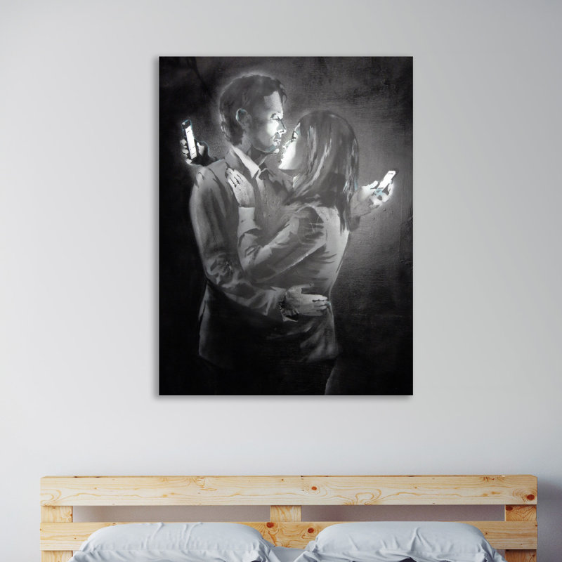 Mobile Lovers by Banksy - Wrapped Canvas Print, 81 cm H x 61 cm W x 4 cm D