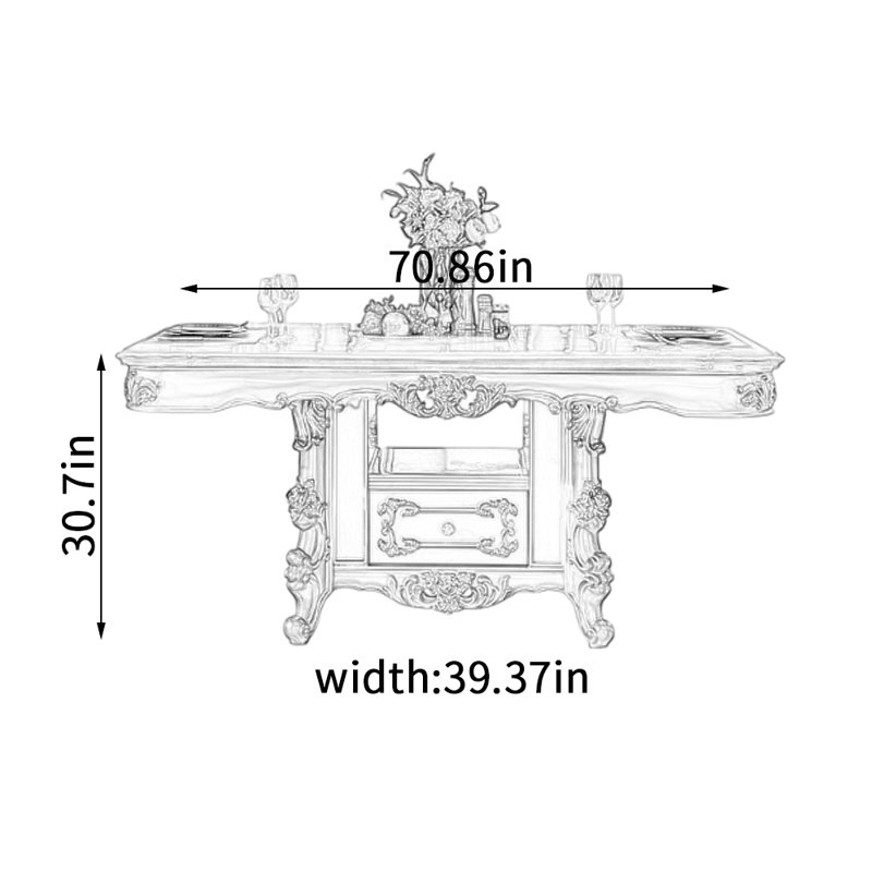 Table de salle à manger Golden Retro, H 30,7 po x L 70,86 po x l 39,37 po