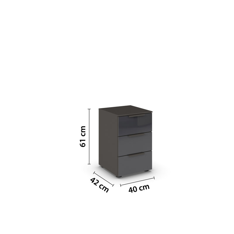 Manufactured Wood Bedside Table, Graphite/Glass Basalt