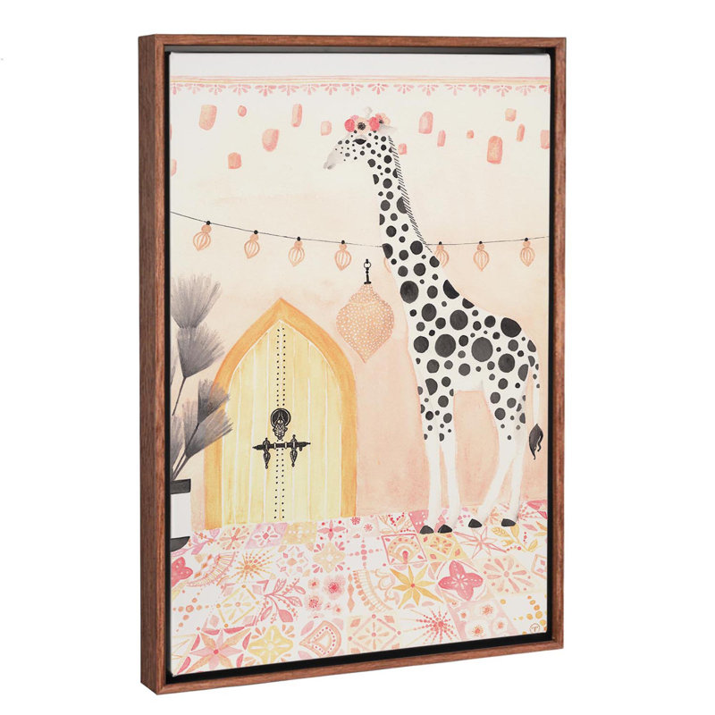Girafe au Maroc, art encadré, H 60 po x l 40po x P 1,5 po, Toile avec cadre en bois classique