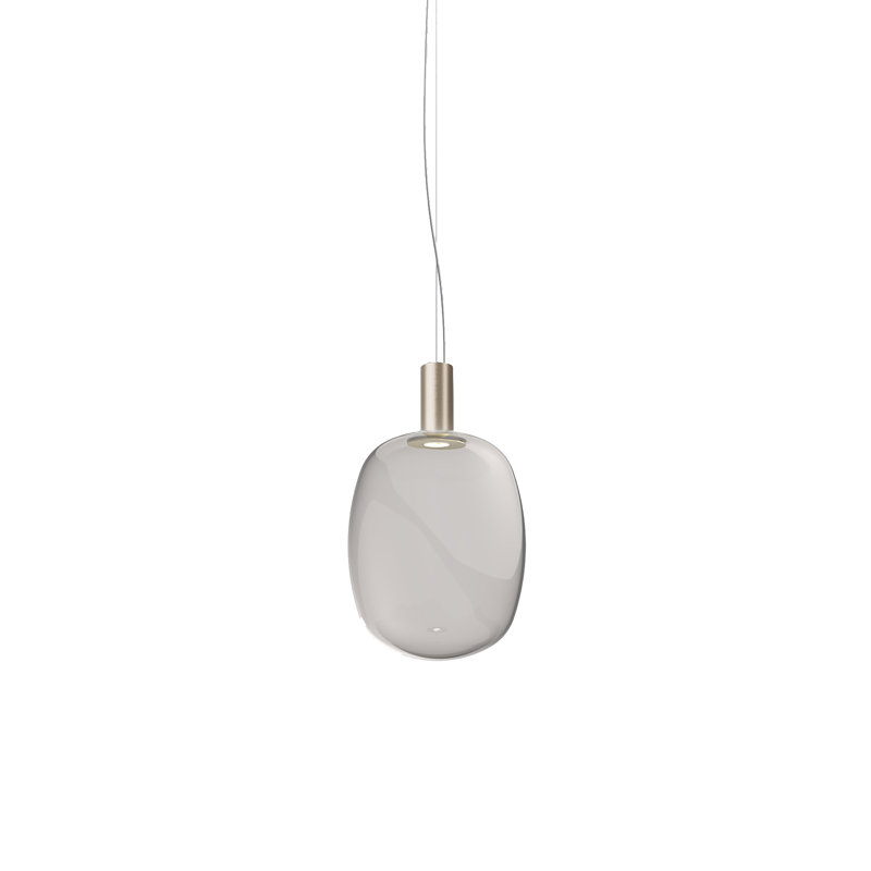 Riflesso 1 - Light Pendant, 97" H x 11" W x 11" D, Smoky Transparent, Matte Gold