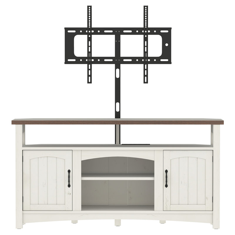  54" W TV Stand With Mount For Tvs Up To 75", LED Entertainment Center With Charging Station