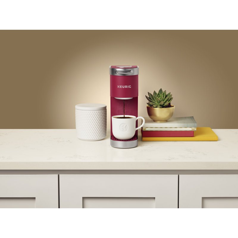 Cardinal Red Compact Single Serve Coffee Maker with Silver Accents