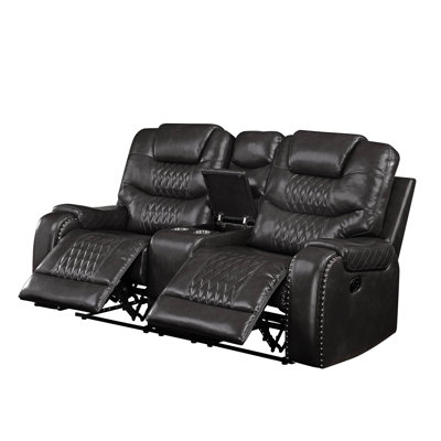 Causeuse inclinable en cuir synthétique Braylon Magnetite avec porte-gobelet