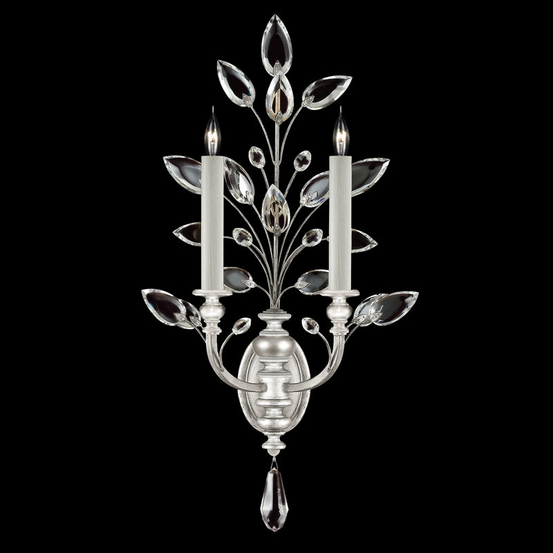 Crystal Laurel Candle Wall Light, Silver