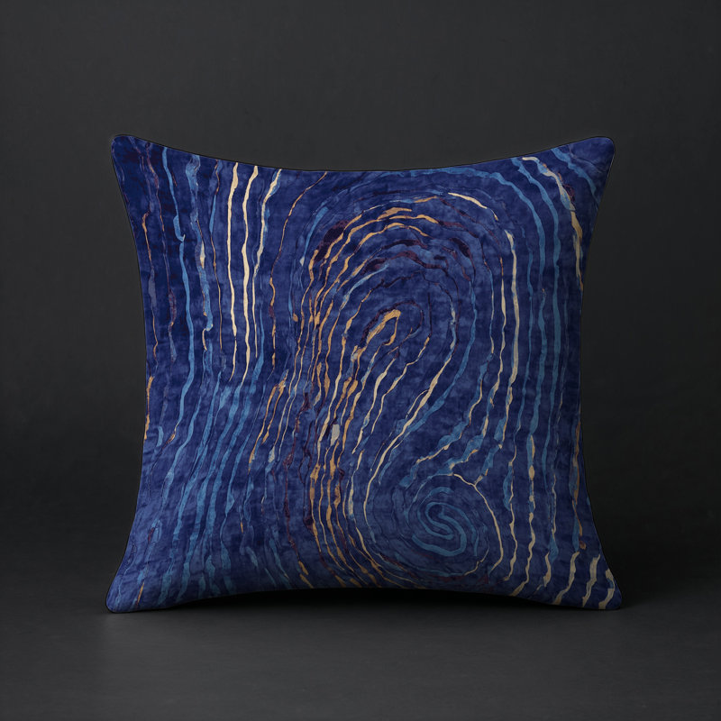 Coussin décoratif intérieur / extérieur gris Modern Modern, Carré 16 po, Gris / bleu abstrait