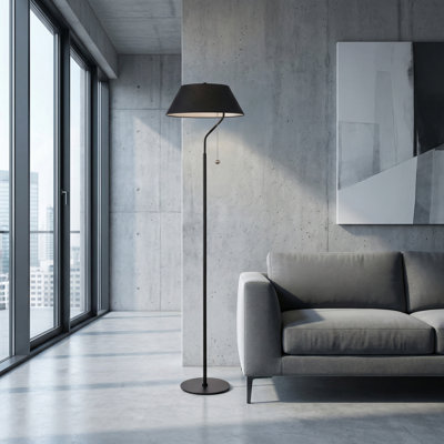 Springfield 1 Light Tapered Drum Floor Lamp - Matte Black - Black Shade
