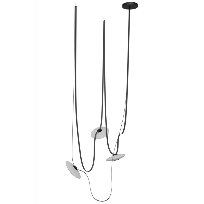 Luminaire suspendu 3 lumières en bois noir / blanc Fremont, Noir
