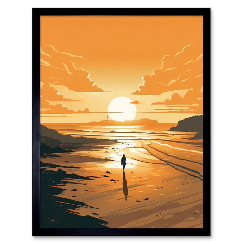 Crose Walk Into The Sunset Sand Beach Coastal Landscape - Single Picture Frame Print