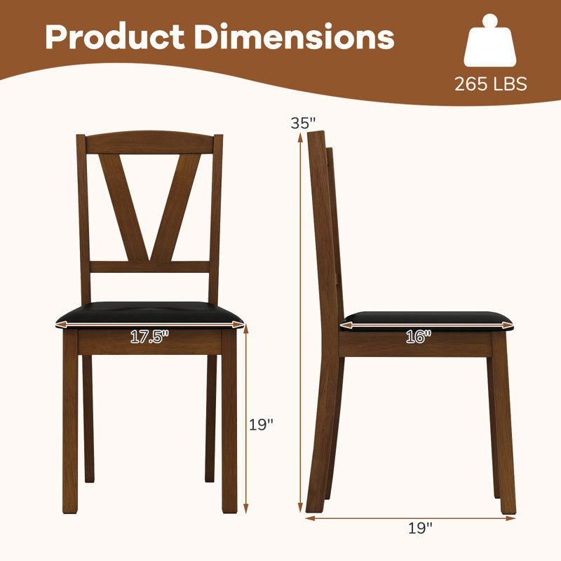 Ensemble de 2 chaises de salle à manger en cuir PU avec dossiers creux, 4