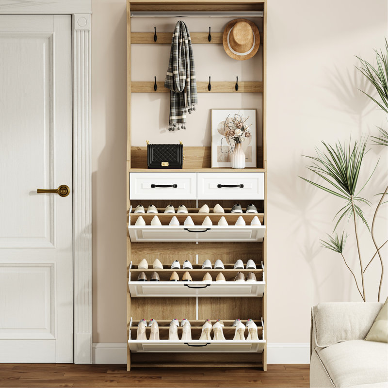 Armoire à chaussures 3 portes et 2 tablettes avec tablettes réglables - Personnalisez votre rangement