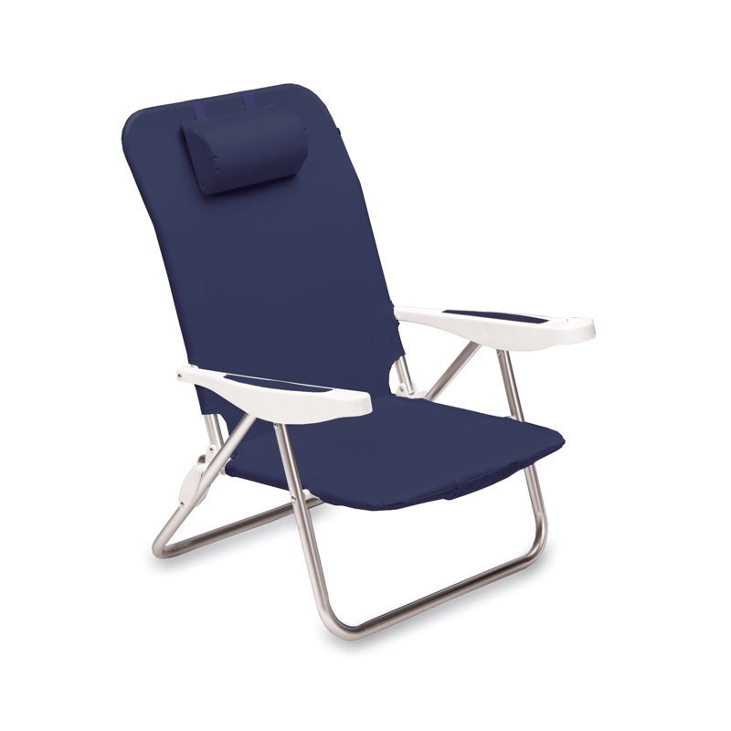 Chaise de plage inclinable Monaco avec sangles de sac à dos, Bleu