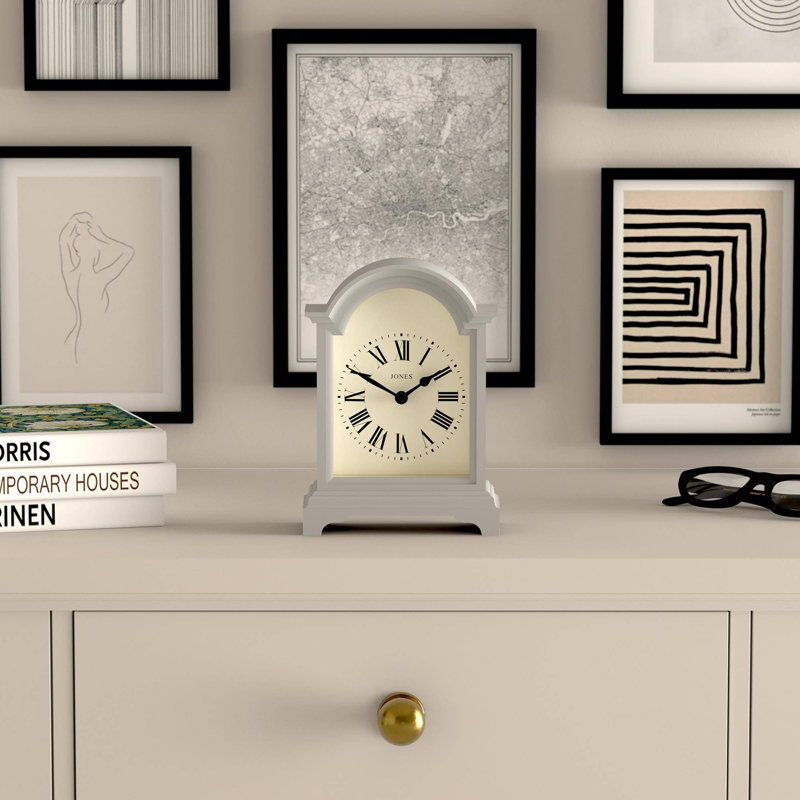 Roman Numeral Plastic / Acrylic Quartz Movement / Crystal Tabletop Clock, Cloud Grey