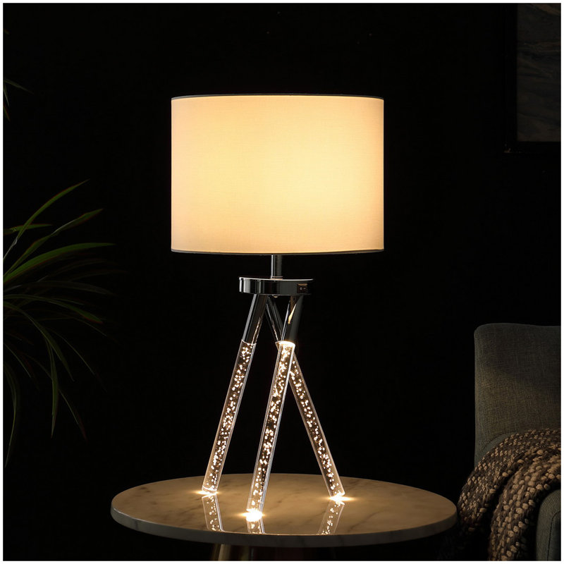 Lampe de table en métal argenté 26,25 po Mid-Century Birgit