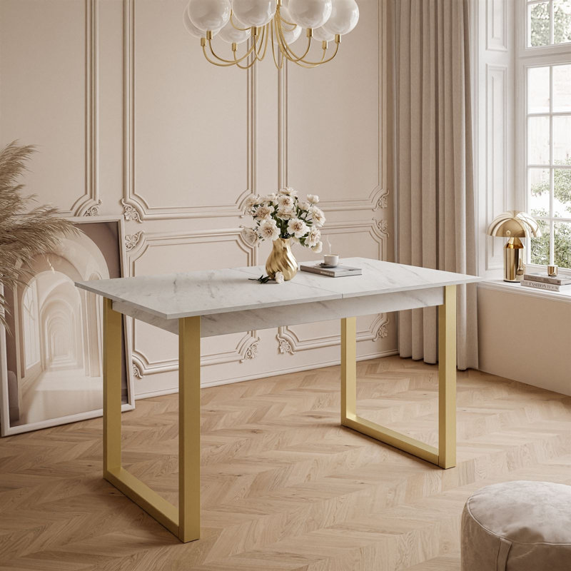 Extendable Metal Base Dining Table, Levanto Marble