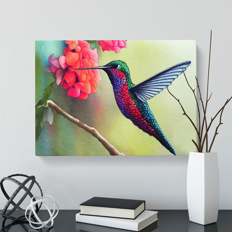 Hummingbird Watercolour Vol.6 - Wrapped Canvas, 35cm H x 50cm W x 3cm D