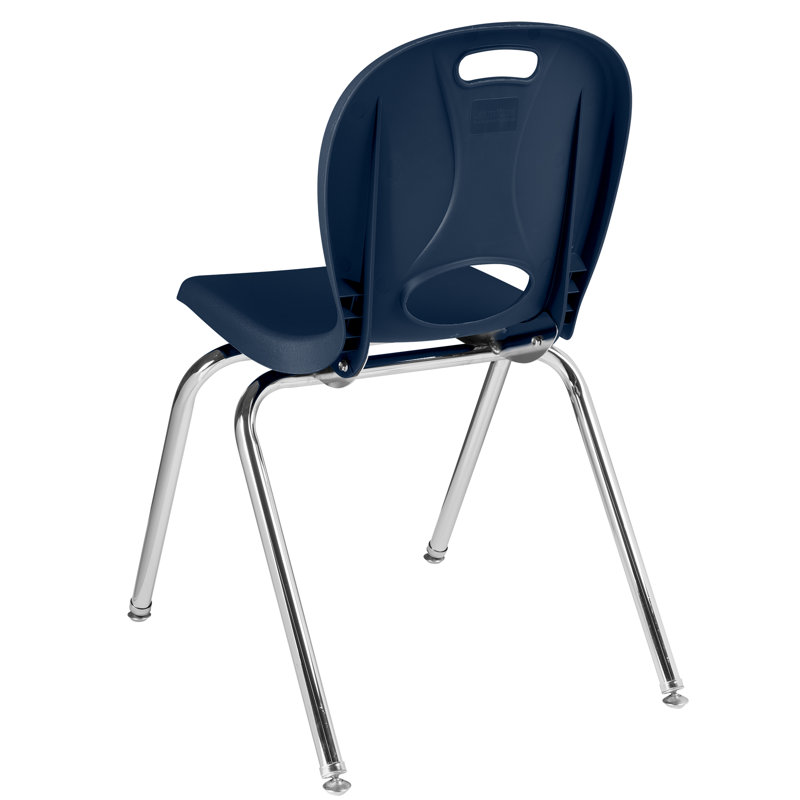 Structure Series Plastic Stacking Classroom Chairs with Contoured Seats (Set of 4), 16", Navy