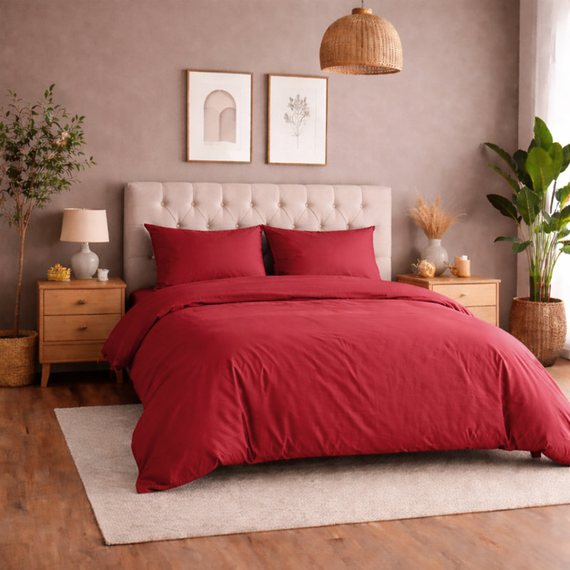 Complete Plain Bedding Set | Duvet Cover, Deep Fitted Sheet & Pillowcases, Single Duvet Cover Set + 2 Additional Pieces
