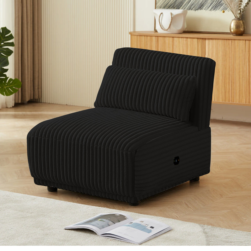 Siège modulaire en laine Chervil, Velours côtelé noir