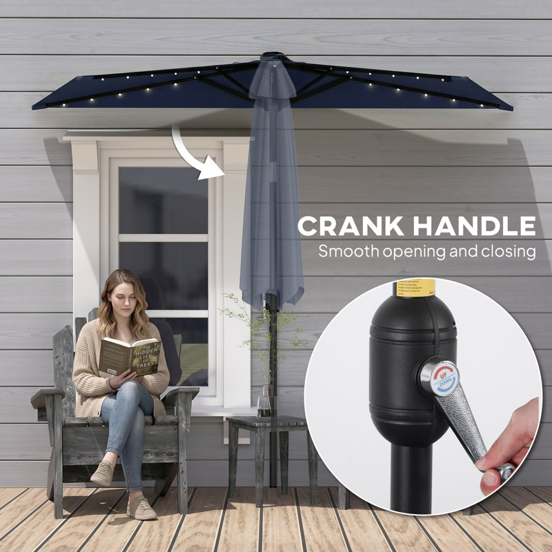 265cm Wall Mount Parasol, Dark Blue