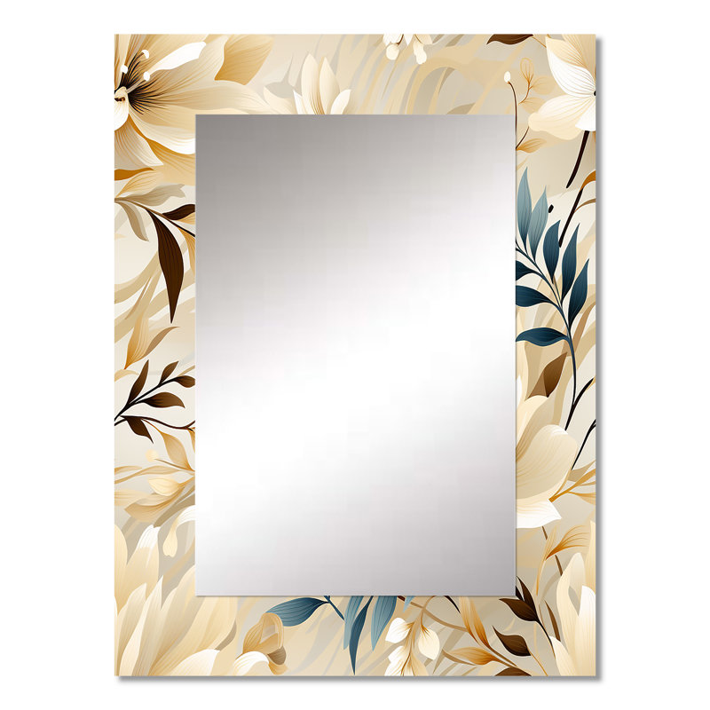 Annemie Driftwood Dreams Tropical Pattern - tropical  Wall Mirror, Botanical, Floral Decorative Mirror, Printed Metal Art