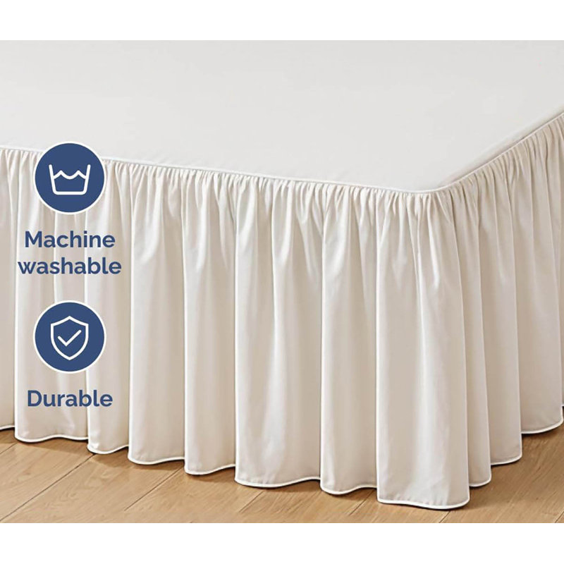 Full Size Ruffled Bed Skirt: 15-Inch Drop, White
