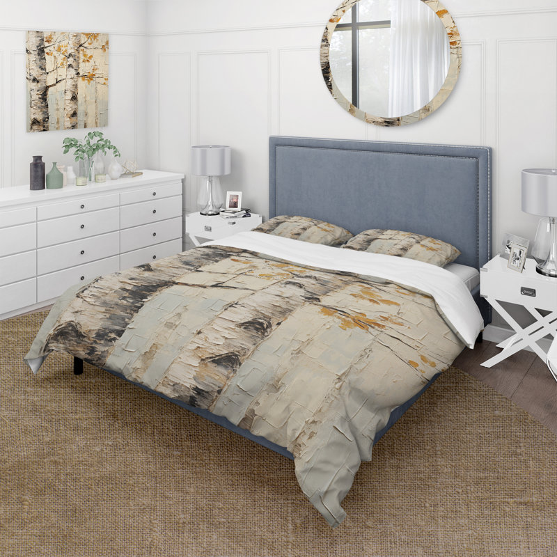 Ensemble de housse de couette Beige Tree American Basswood III, Housse de couette simple + 1 taie décorative stan