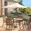 Table de salle à manger en métal avec trou pour parasol-1365040473