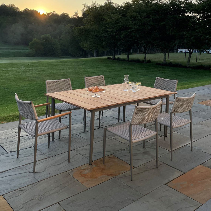 La Jolla Rectangular Dining Table W/Teak Top, 29.5" H x 43.5" W x 72" L