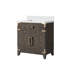 Brown Oak Single Bath Vanity 30 In. W X 22 In. D, With White Quartz Top-117980141