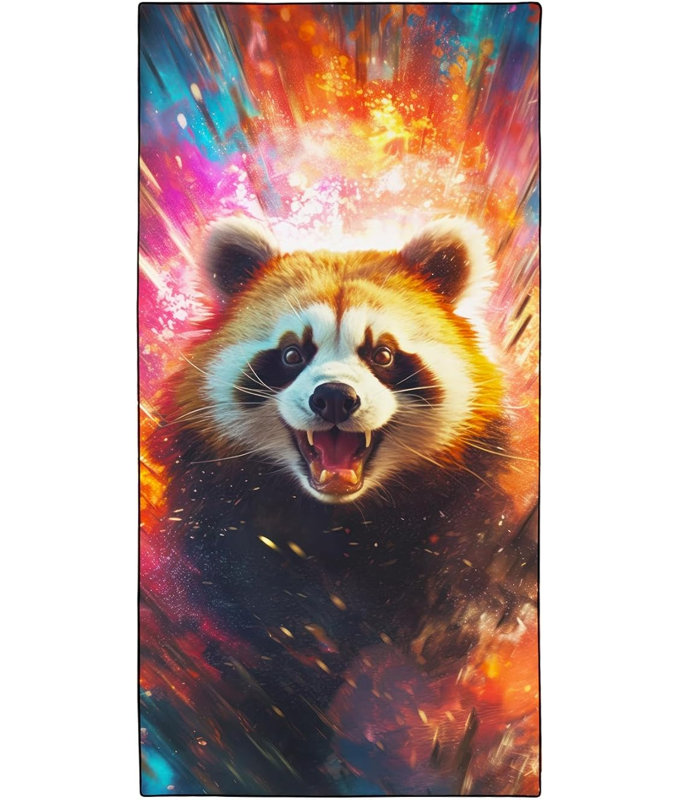 Serviette de plage rouge surdimensionnée 30 po x 63 po, imprimé animal Cosmic Burst, serviettes légères en microfibre à séchage rapide sans sable pour le yoga sur la plage