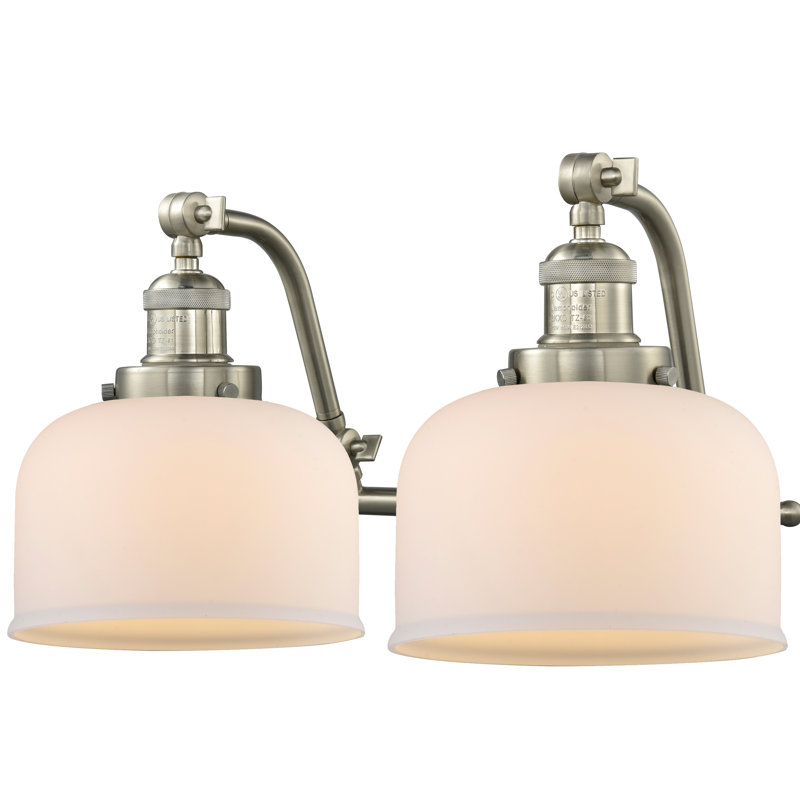 Bonomo 2 - Light Dimmable Vanity Light, Brushed Satin Nickel, Matte White Cased, 3 W LED Vintage Dimmable Bulb