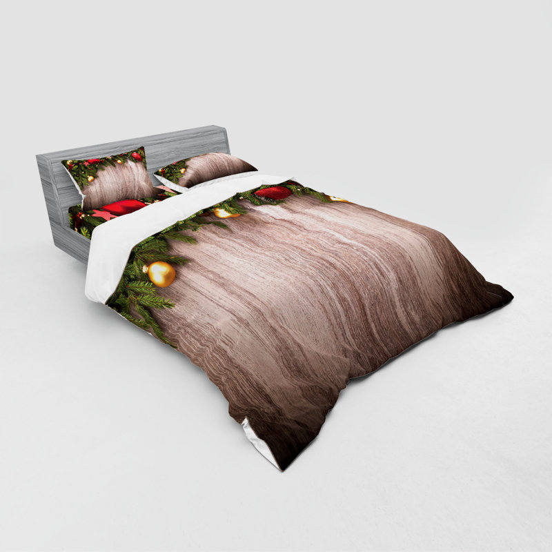 Queen Size Rustic Christmas Themed Duvet Cover Set