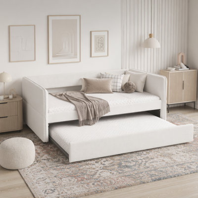 Twin Size Tufted Boucle Daybed with Trundle
