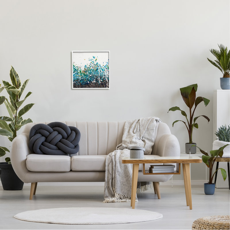 «Opaque Speckled Blue Abstract Paint Splatter Giclee», ensemble d'art texturé par Hilary Winfield, L 17 po x H 17 po
