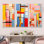 De Stijl, ensemble de 3 reproductions d'art sur toile pastel