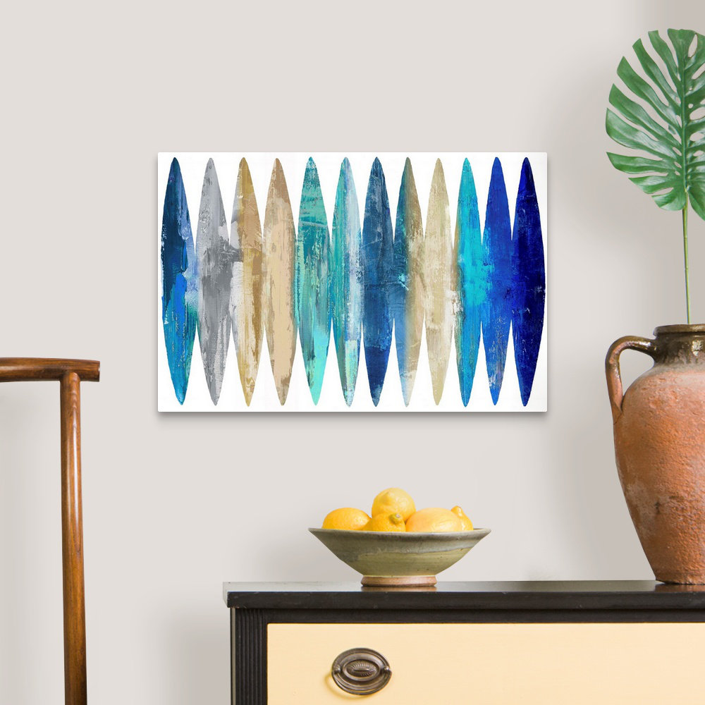 " Abstract Surfboards Blue Tan " by David Moore Painting Print Ebern Designs