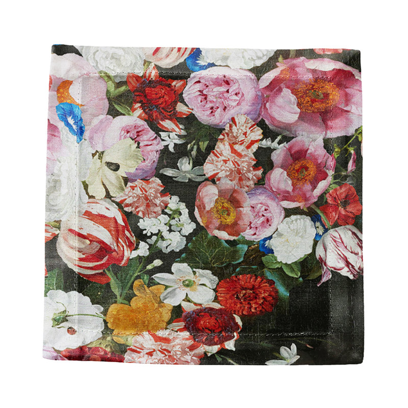 Festoon Flowers Cotton Sateen Cocktail Napkins