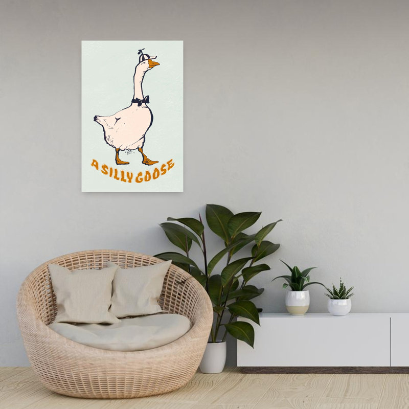«A Silly Goose», art mural rétro nature fantaisiste, oie, H 24 po x l 16 po