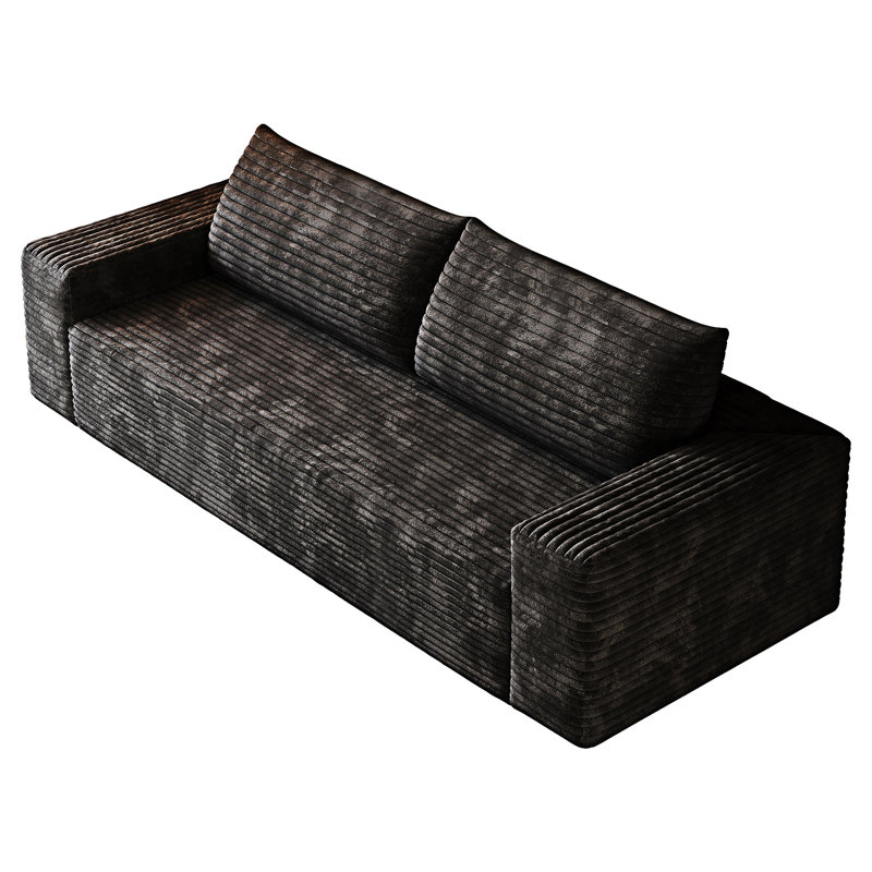 Canapé rembourré, H 25,22 po x l 70,92 po x P 35,46 po, Noir