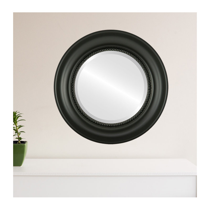 Witney Round Wall Mirror, 23" x 23", Matte Black