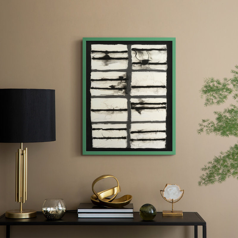 Reproduction encadrée linéaire I - bois massif, H 11 po x l 9 po, Vert