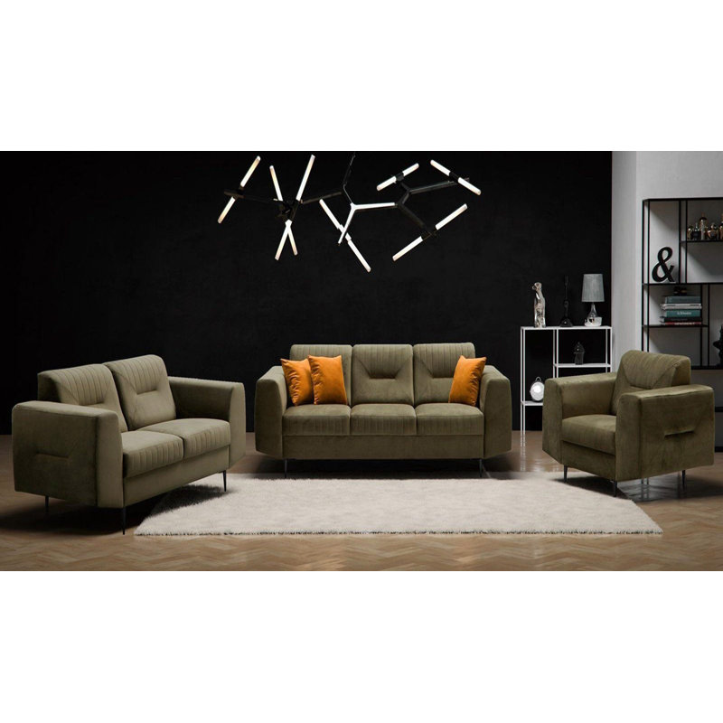 Aubreeanna 3 - Piece Living Room Set, Black, Green