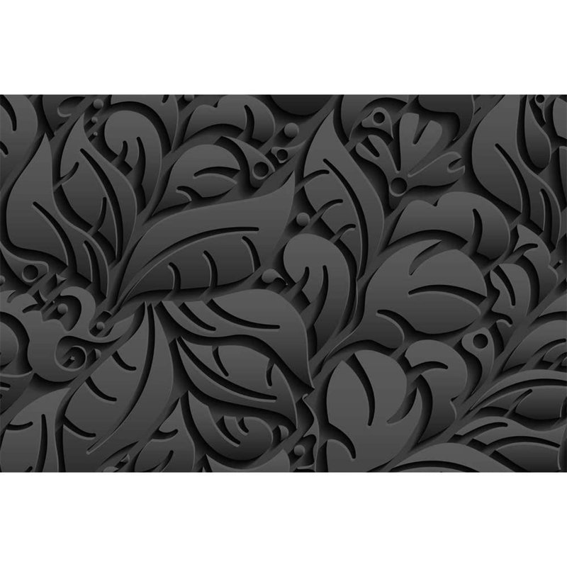Modern Abstract Peel & Stick Floral Border, 66" L x 96" W, Dark Gray