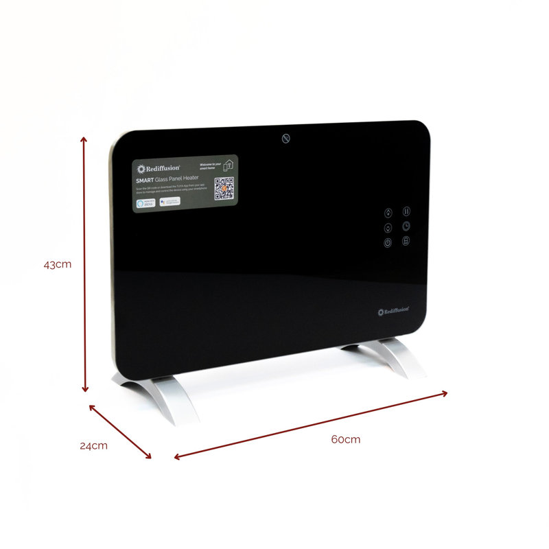 Rediffusion Smart Glass Panel Heater 2000w, 4.16, 60cm H x 24cm W x 16.90cm D, 3,410.00