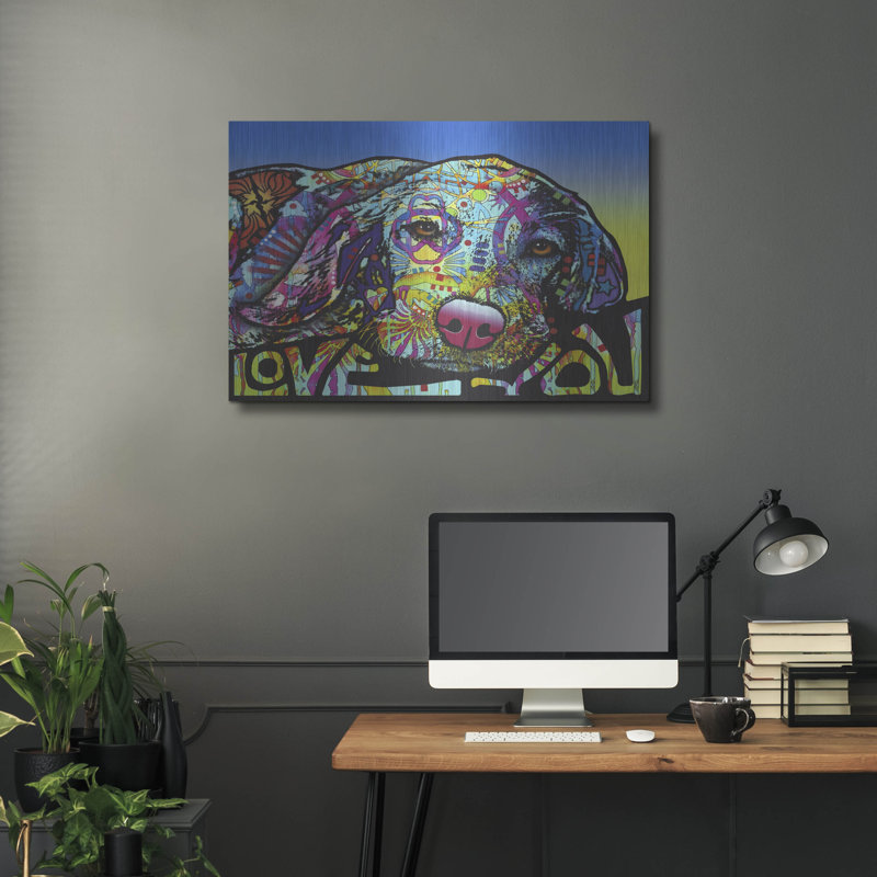 Lark Manor ™ «Love You Hound» par Dean Russo Studios, art mural en métal, H 24 po x l 36 po