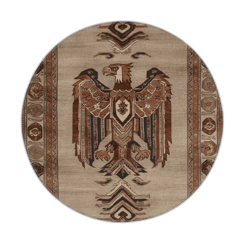 Persian Gray Indoor and Outdoor Area Rug, Round 5'