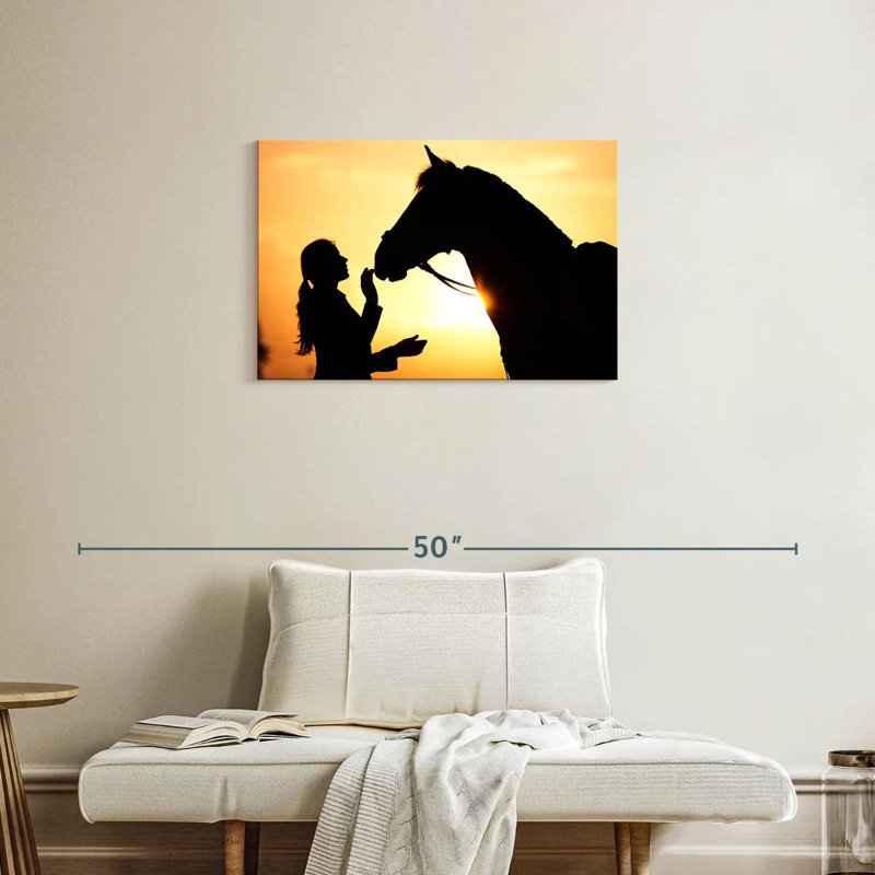 Cheval et fille Brampt, H 20 po x l 30 po