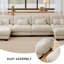Canapé modulaire 4 places en chenille café clair avec 2 repose-pieds, 4 coussins lombaires et 2 coussins décoratifs pour petits espaces