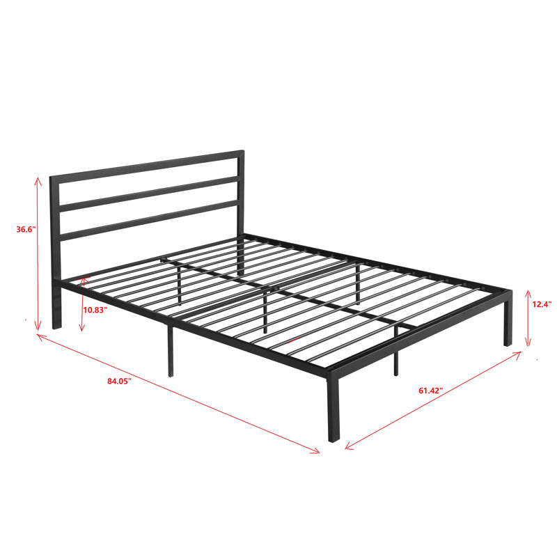 Charcoal Grey Queen Metal Bed Frame - Strong Steel Construction, Quiet And Comfortable Sleep, Easy To Assemble, Under Storage Solution, No Box Spring Required, Fits 8" Thicker Mattresses, 600 Lbs